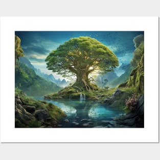 Ancient Tree Of Life Peaceful Nature Fantasy World Harmony Imagination Posters and Art
